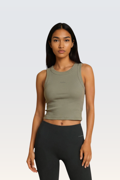W MoonRib Cropped Tank - Pistachio Deep