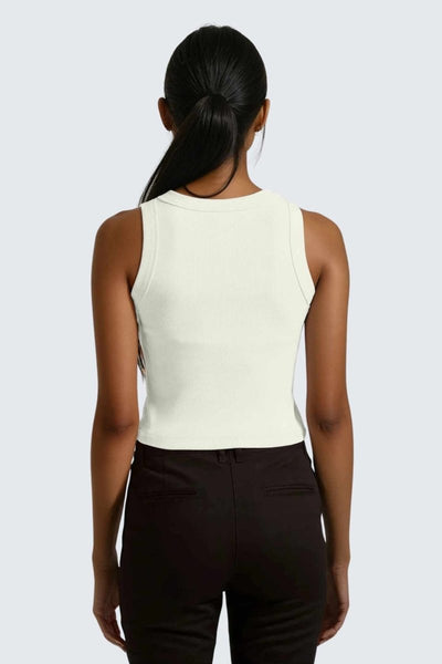 Rumi Earth - W MoonRib Cropped Tank - Natural - R131222NLP - Tops