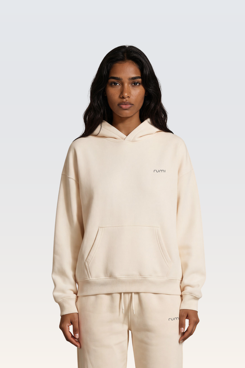 U Moon Dento Sweatshirt Oversize Fleece + Hoodie - Natural